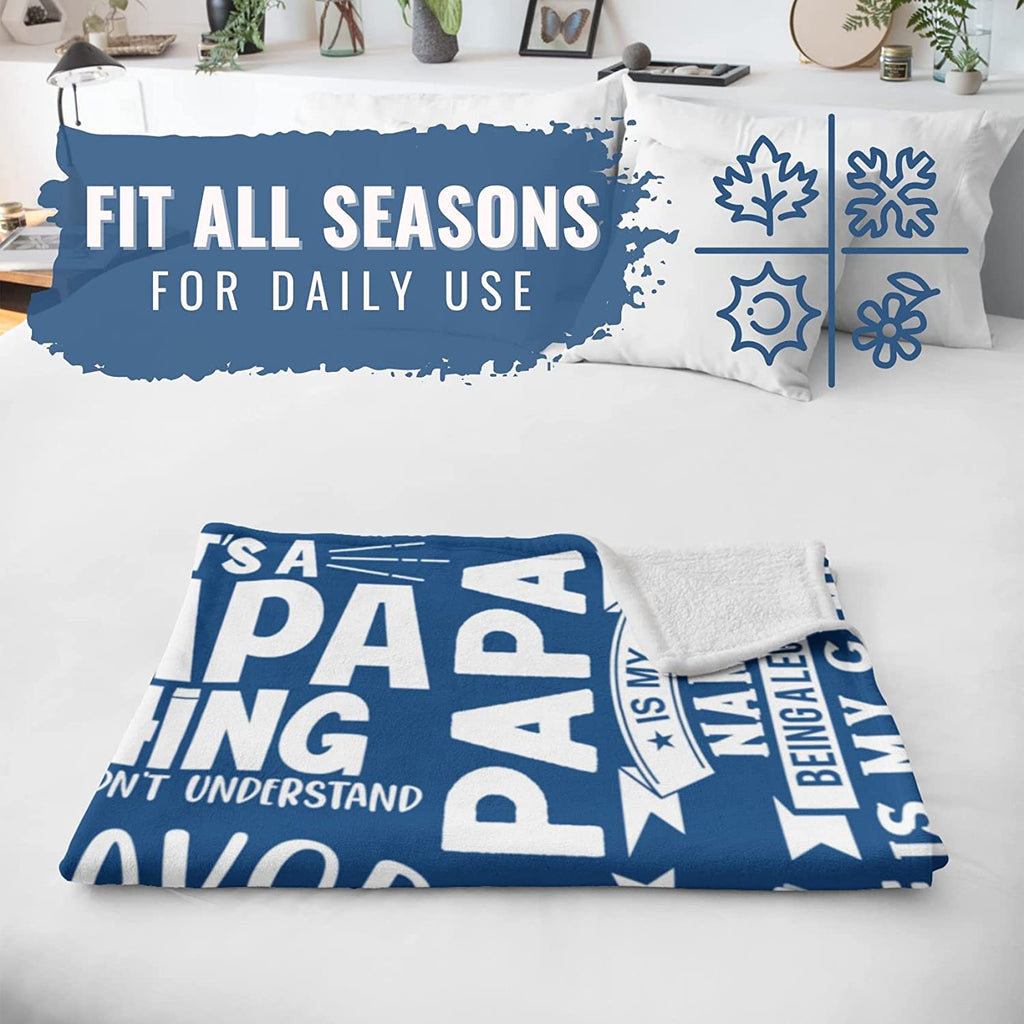 "My Favorite People Call Me Papi" - Huglanket Wearable Hoodie Blanket For Grandpa, Oversized Black One Size